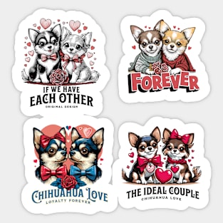 Chihuahua Love Stickers Pack Valentines gift art Sticker